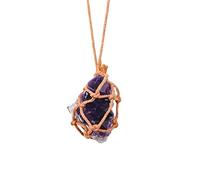 NBYGSC Natural Crystal Stone 1PC Natural Crystal Amethyst Cluster Pendant Amethyst Hand Woven Rope Necklace for Jewelry Making Gift Feng Shui Decoration (Color : Amethyst)