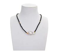 NBYGSC Necklace Jewelry 18inch Natural 4mm Faceted Black Onyx White Keshi Pearl Necklace Baroque Pearl Pendant Jewelry Gift