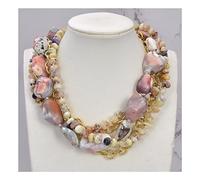 NBYGSC Necklace Jewelry 19inch 5 Rows Nugget Freedom Agate Yellow Opal Real Gems Chain Necklace for Women Jewelry Gift