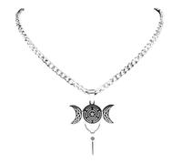 NBYGSC New 2025 Wicca Triple Moon Hekate Wheel Goddess Pendant Necklace Women Men Stainless Steel Witchcraft Necklaces Decoration Jewelry Commemorative With You Accessories Trendy Best For Gift