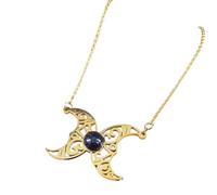 NBYGSC New 2025 Witchcraft Stainless Steel Wicca Triple Moon Gold Color Natural Stone Necklace Collar Es Decoration Jewelry Commemorative With You Accessories Trendy Best For Gift
