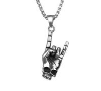 NBYGSC New 2026 Death Rock Gesture Stainless Steel Necklaces Pendants Chain Gothic Punk Hisfriend Male Jewelry Creativity Gift Fashion Trendy Accessories Creative For Women And Men