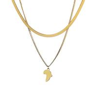 NBYGSC New 2026 Unisex Stainles Stell Africa Map Necklace Stainless Steel Double Layer Clavicle Chain Choker African Ethnic Cultural Jewelry Gift Fashion Trendy Accessories Creative For Women And Men