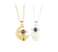 NBYGSC New Projection Stone 100 Languages Couple Necklace Astronaut Valentine's Day Necklace-T47