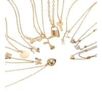 NBYGSC New Unisex Stainles Stell 9 Pcs Choker Necklaces Fashion Love Heart Star Pendant Layered Necklace Jewelry Gift Trendy Accessories Creative For Women And Men