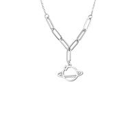 NBYGSC Planet Saturn Universe Pendant Necklace for Women Stainless Steel Choker Neck Chain Jewelry Birtrhday Gift-T66