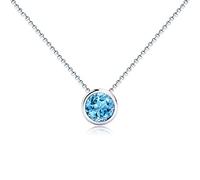 NBYGSC Quartz Healing Crystal Necklace 1 Carats Round Shape Blue Topaz Pendant Necklace Clavicle Chain Crystal Point Pendant Necklace