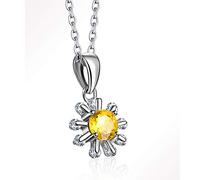 NBYGSC Quartz Healing Crystal Necklace Sun Flower Citrine Necklace Necklace Yellow Citrine Snowflake Pendant for Women with 18 Inch Chain Crystal Point Pendant Necklace
