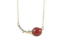 NBYGSC S Necklace Women's Nephrite White Jade Red Agate Pendant Necklace Tulip Retro Style Necklace red Agate Jewelry Gift