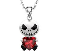NBYGSC Skull Necklace For Men, 925 Sterling Silver Punk Crystal Skull Pendant Love Evil Demon Necklace Heart Hip Hop Punk Bohemian, Memento Mori Necklace, Pirate Medallion
