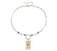 NBYGSC Tarot Card Necklace For Women And Girls, Vintage Tarot Card Necklace Sun Lover Star Moon Magician Pendant Sweater Mystic, Pisces Necklace, Taurus Necklace, Celestial Necklace