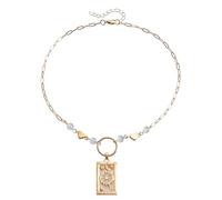 NBYGSC Tarot Card Necklace For Women And Girls, Vintage Tarot Card Necklace Sun Lover Star Moon Magician Pendant Sweater Mystic, Pisces Necklace, Taurus Necklace, Celestial Necklace