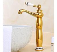 NBYGSC Vintage Antique Brass Hot and Cold Mixer Tap Single Handle Bathroom Sink Faucet, Gold
