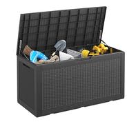 NBYSGO 31 Gallon Resin Deck Boxes Waterproof, Waterproof and UV Resistant Outdoor Storage Box Lockable Lid for Delivery Box, Indoor, Garden Tools, Pool Supplies, Patio (Black, 100 Gallon)