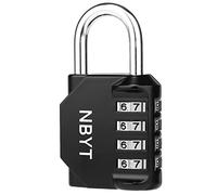 NBYT 4-Digit Password Combination Padlock，1/4 inch Diameter，for School Gym Locker, Sports Locker, Fence, Toolbox, Gate, Case, Hasp Storage