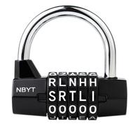 NBYT 5-Dial Letter Combination Padlock - Resettable Zinc Alloy Lock (7mm Heavy-Duty Shackle) for Gym Lockers/Gates/Bikes/Cabinets