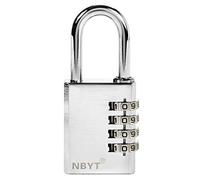 NBYTCombination Lock 4 Digit 304 Stainless Steel Shackle Outdoor Waterproof Padlock for School Gym Locker, Sports Locker, Fence, Toolbox, Gate, Case, Hasp Storage