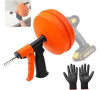 NBYTLT 50FT Drain Snake, Heavy Duty Plumbing Snake with Drill Adapter, Flexible Plumbing Snake with Storage Bag and Gloves, for Sink and Drain Unblocking