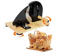 NBYTLT Classic Manual Bread Slicer, Versatile Hand-Cranked Pastry Slicer with Adjustable Thickness Cutter up to 0.8 Inches, Rotary Artisan Dough Divider for Sourdough, Crusty Bread, Black