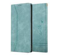 Nbziyoo for iPhone 17 Flip Wallet Case with Card Holder Kickstand Magnetic Closure Shockproof, Fashion Women Men Solid Leather Folio Cover for iPhone 17 Phone Case, Blue