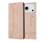 Nbziyoo for iPhone 17 Pro Max Flip Wallet Case with Card Holder Kickstand Magnetic Closure Shockproof, Fashion Women Men Solid Leather Folio Cover for iPhone 17 Pro Max Phone Case, Light Pink