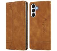 Nbziyoo for Samsung Galaxy S26 Flip Wallet Case with Card Holder Kickstand Magnetic Closure Shockproof, Fashion Women Men Solid Leather Folio Cover for Galaxy S26 Phone Case, Brown