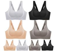 Nbzsmlkn Blanbutton Wire-Free Non-Marking Skin-Friendly Push-Up Bra,Women V Neck Full Coverage Seamless Plus Size Bras,Push Up Wireless Bras for Women with Support and Lift (Mix,3XL)