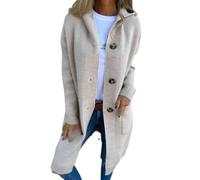 Nbzsmlkn Buttoned Cardigan with Hood for Women,Womens Long Sleeve Chunky Cable Knit Warm Open Front Sweaters Hooded Knitted Sweater Button Down Coats (Light Grey,2XL)