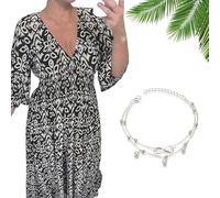 Nbzsmlkn Geouscra Bohemian Casual Print V-Neck Waist Wrap Long Dress,Plus Size Summer V Neck Floral 3/4 Sleeve Dress Women (Black,5XL)