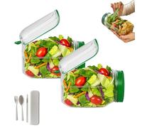 Nbzsmlkn Gopase Salad Jar with Side Opening, The Original Salad Pod,Jar Pod, Leakproof Dressing Compartment, Dishwasher Safe, for Meal Prep and Travel Container (2pcs)