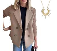 Nbzsmlkn Jasier - Casual Blazer Sweater, Women's Lapel Button Knitted Patchwork Sleeve Casual, Knit Sleeve Lapel Patchwork Button Coat (Brown,3XL)