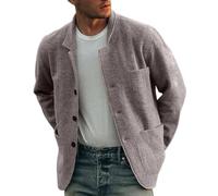 Nbzsmlkn Mens Solid Color Casual Jacket Coat,Mens Casual Blazer Jacket Lightweight Sport Button Down Coat Shacket,Breasted Lapel Pockets Solid Color Fashion Jacket (Light Grey,2XL)