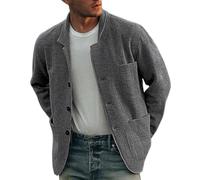 Nbzsmlkn Mens Solid Color Casual Jacket Coat,Mens Casual Blazer Jacket Lightweight Sport Button Down Coat Shacket,Breasted Lapel Pockets Solid Color Fashion Jacket (Grey,2XL)