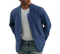 Nbzsmlkn Mens Solid Color Casual Jacket Coat,Mens Casual Blazer Jacket Lightweight Sport Button Down Coat Shacket,Breasted Lapel Pockets Solid Color Fashion Jacket (Blue,2XL)