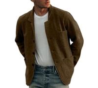 Nbzsmlkn Mens Solid Color Casual Jacket Coat,Mens Casual Blazer Jacket Lightweight Sport Button Down Coat Shacket,Breasted Lapel Pockets Solid Color Fashion Jacket (Brown,L)