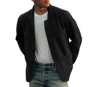 Nbzsmlkn Mens Solid Color Casual Jacket Coat,Mens Casual Blazer Jacket Lightweight Sport Button Down Coat Shacket,Breasted Lapel Pockets Solid Color Fashion Jacket (Black,2XL)