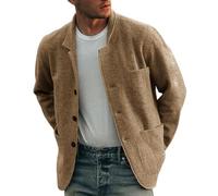 Nbzsmlkn Mens Solid Color Casual Jacket Coat,Mens Casual Blazer Jacket Lightweight Sport Button Down Coat Shacket,Breasted Lapel Pockets Solid Color Fashion Jacket (Khaki,S)