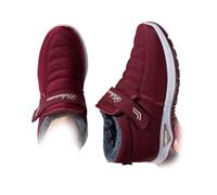 Nbzsmlkn Slip-on Sneakers Without Laces for Winter,Slip on Winter Boots for Women,Comfortable Warm Fur Lined Ankle Booties (Red(women),4.5)