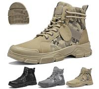 Nbzsmlkn Tactical Military Boots for Men,Lightweight Comfortable Orthopedic Arch Support Hiking Combat Boots,Men's Plus Size High Top Jungle Military Hiking Boots (Khaki,8.5)