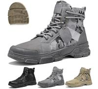 Nbzsmlkn Tactical Military Boots for Men,Lightweight Comfortable Orthopedic Arch Support Hiking Combat Boots,Men's Plus Size High Top Jungle Military Hiking Boots (Gray,9)
