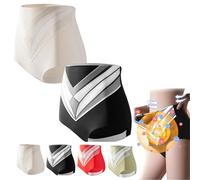 Nbzsmlkn Titanium Fiber Tourmaline Shaping Shorts, Tummy Control Panties, High-Waisted, Skin, Black, 2XL (2 Pairs)