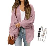 Nbzsmlkn Womens Cardigan Sweaters,Womens Oversized Cardigans Long Lantern Sleeve Chunky Knit Loose Fall Sweater Coats,Casual Open Front Outwear Knitwear Coat (Pink,M)
