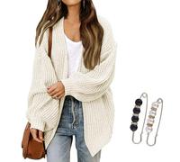 Nbzsmlkn Womens Cardigan Sweaters,Womens Oversized Cardigans Long Lantern Sleeve Chunky Knit Loose Fall Sweater Coats,Casual Open Front Outwear Knitwear Coat (Beige,2XL)