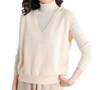 Nbzsmlkn Women's Ultra-Soft V-Neck Knit Vest,Women's Sweater Vest V Neck Sleeveless Solid Pullover Knitwear Tops,Knitted Pullover Vest Autumn and Winter Fashion Versatile Top (Beige,XL)