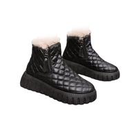Nbzsmlkn Women's Warm Fleece Boots,Warm Sheepskin-Lined Orthopedic Shoes,Slip on Ankle Sneakers with Arch Support Comfortable Lightweight Waterproof Walking Fur Soft Booties (Schwarz,4)