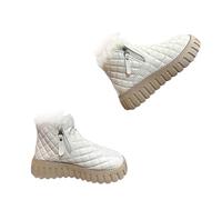 Nbzsmlkn Women's Warm Fleece Boots,Warm Sheepskin-Lined Orthopedic Shoes,Slip on Ankle Sneakers with Arch Support Comfortable Lightweight Waterproof Walking Fur Soft Booties (Beige,6.5)