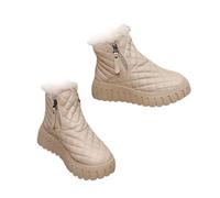 Nbzsmlkn Women's Warm Fleece Boots,Warm Sheepskin-Lined Orthopedic Shoes,Slip on Ankle Sneakers with Arch Support Comfortable Lightweight Waterproof Walking Fur Soft Booties (Khaki,5)