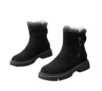 Nbzsmlkn Women's Winter Fleece Snow Boots,Winter Waterproof Anti-Slip Orthopedic Boots,Non-Slip Side Zipper Ankle Booties,Suede Fur Lined Platform Snow Boots (Black,36)