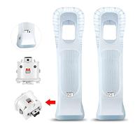 NC 2 Motion Plus Adapter Sensor and 2 Silicon Case use for Wii Remote Controller, Motion Plus Adaptor Accelerator Replacement for Wii Motion Plus Adapter（White）