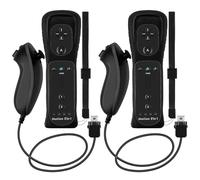 NC 2Pack Motion Plus Wii Controllers with Nunchucks,Wii Remote Controllers with Built in Motion Plus, Compatible for Nintendo Wii and Wii U Console, with Silicone Case and Wrist Strap (2 Black)